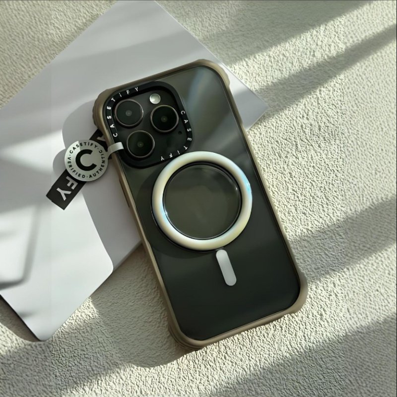 Hard PC Plating Holder Mirror Transparent PC Magnetic Cell Mobile Phone Case Cover For iPhone 15 Pro Max Plus 16 13 14 Frameless