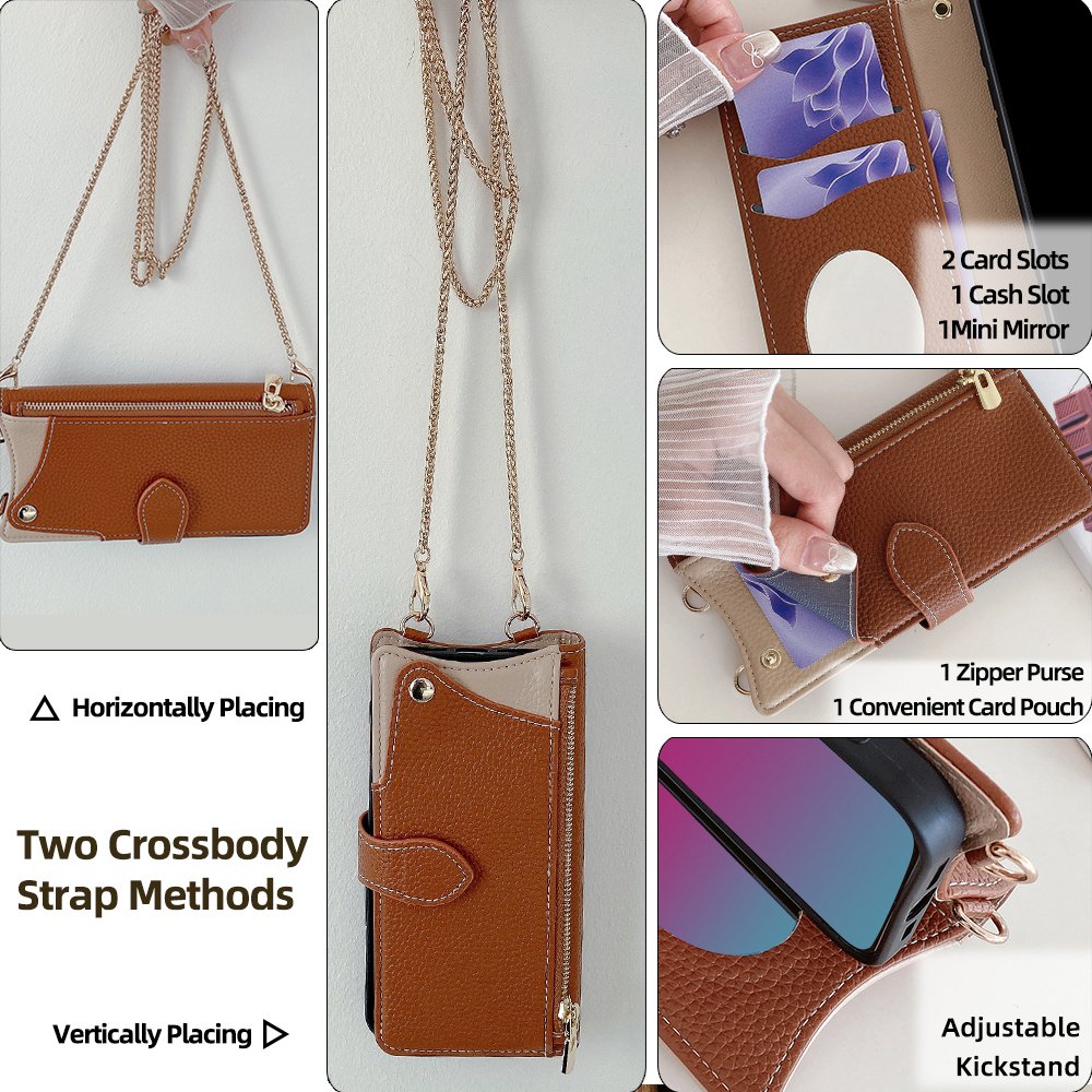 Wholesale For Redmi Note 13 13c 13R 12 10 10S 11 11S A3 Pro Plus Ultra Make-up Mirror Leather Mobile Phone Bags Cases Strap