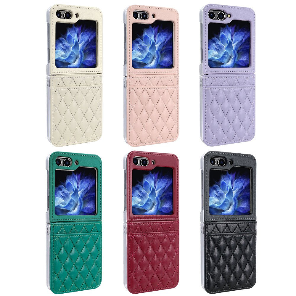 VIETAO Trending Design Z Flip 6 Case With Wristband, Soft PU leather Mobile Cover for Samsung Galaxy Z Flip 5 4 With Card Slot