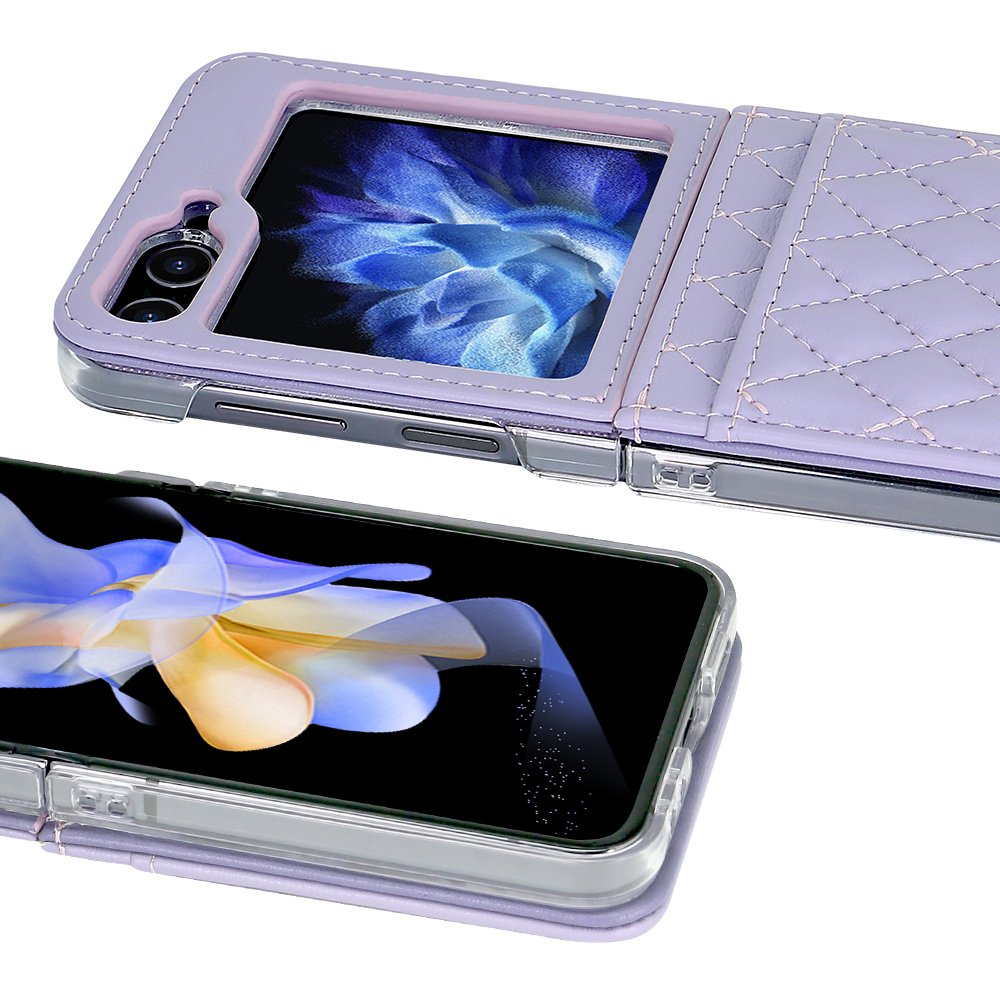 VIETAO Trending Design Z Flip 6 Case With Wristband, Soft PU leather Mobile Cover for Samsung Galaxy Z Flip 5 4 With Card Slot