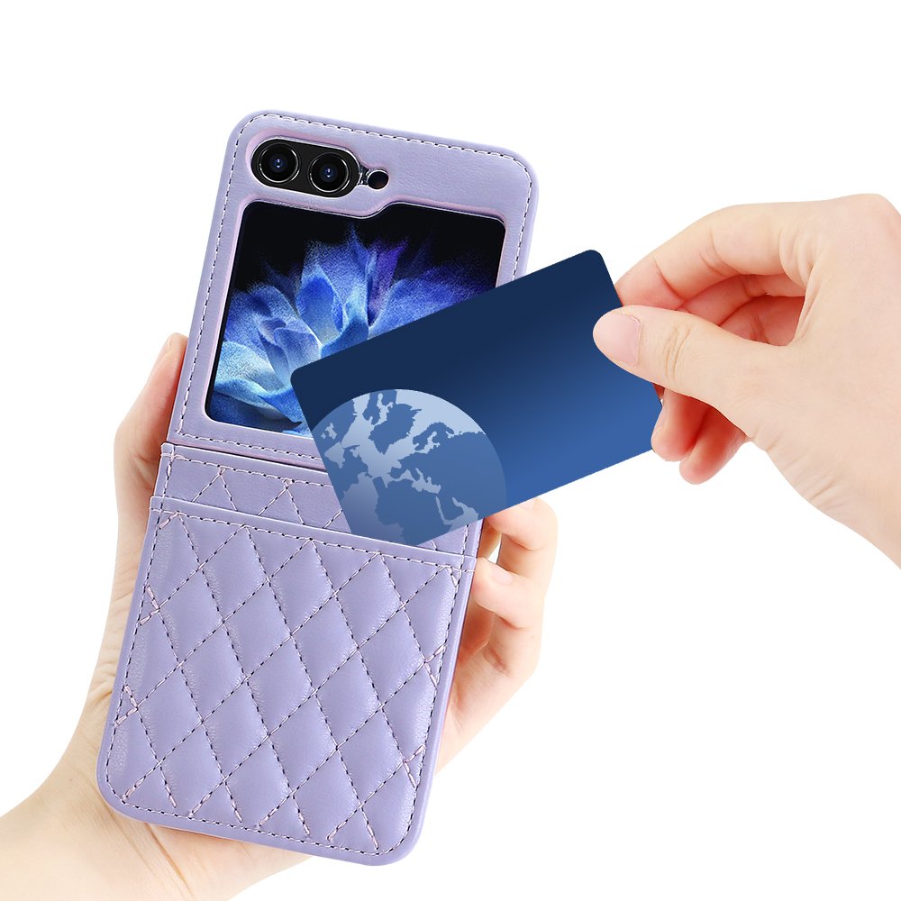 VIETAO Trending Design Z Flip 6 Case With Wristband, Soft PU leather Mobile Cover for Samsung Galaxy Z Flip 5 4 With Card Slot