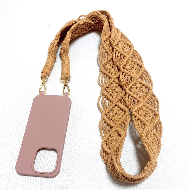 Handmade Macrame Bag Strap With Bead Chain Extender Mobile Phone Chain Lanyard