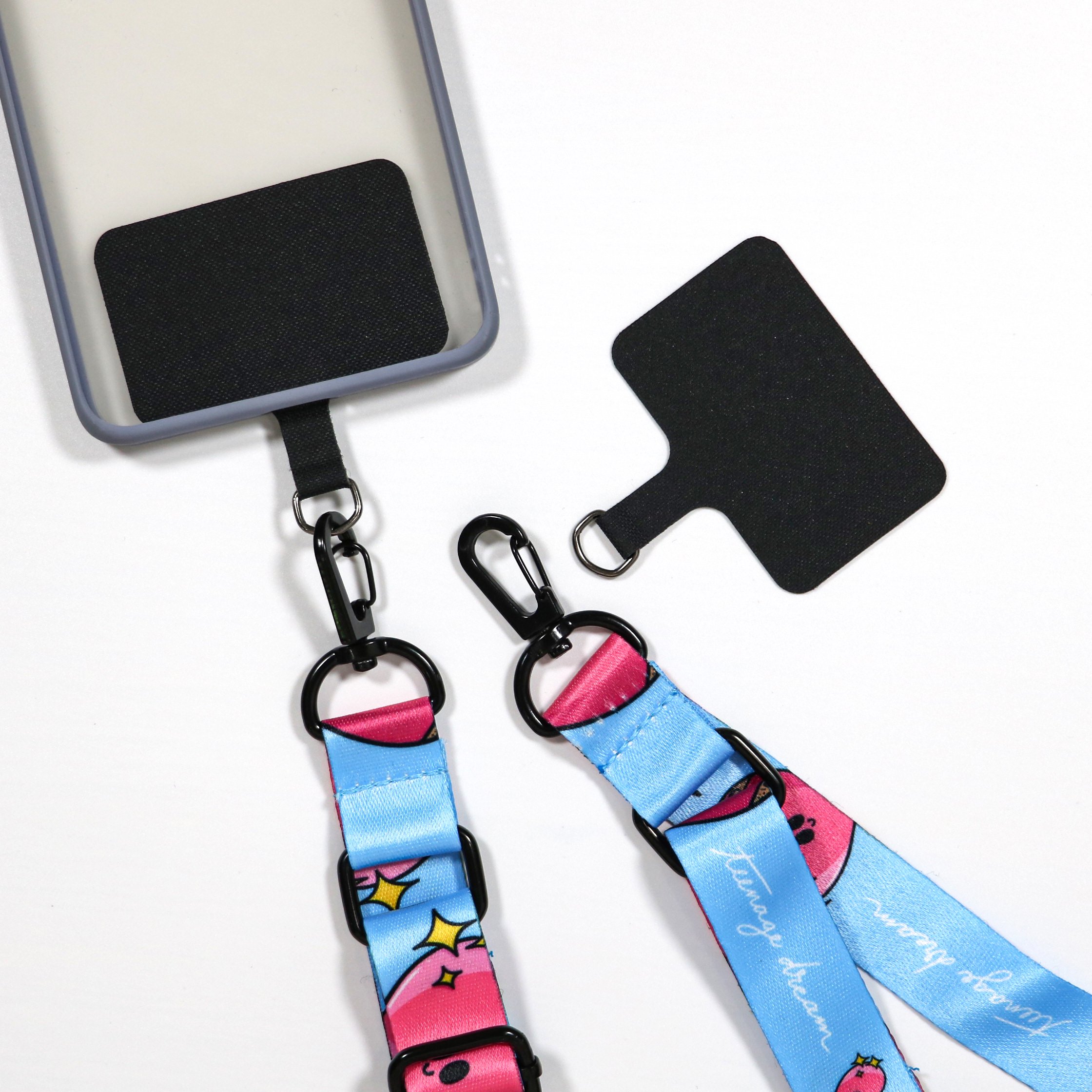 Custom Phone Strap Charm set featuring Breakaway Sublimation customizable lanyard lanyard for id badge