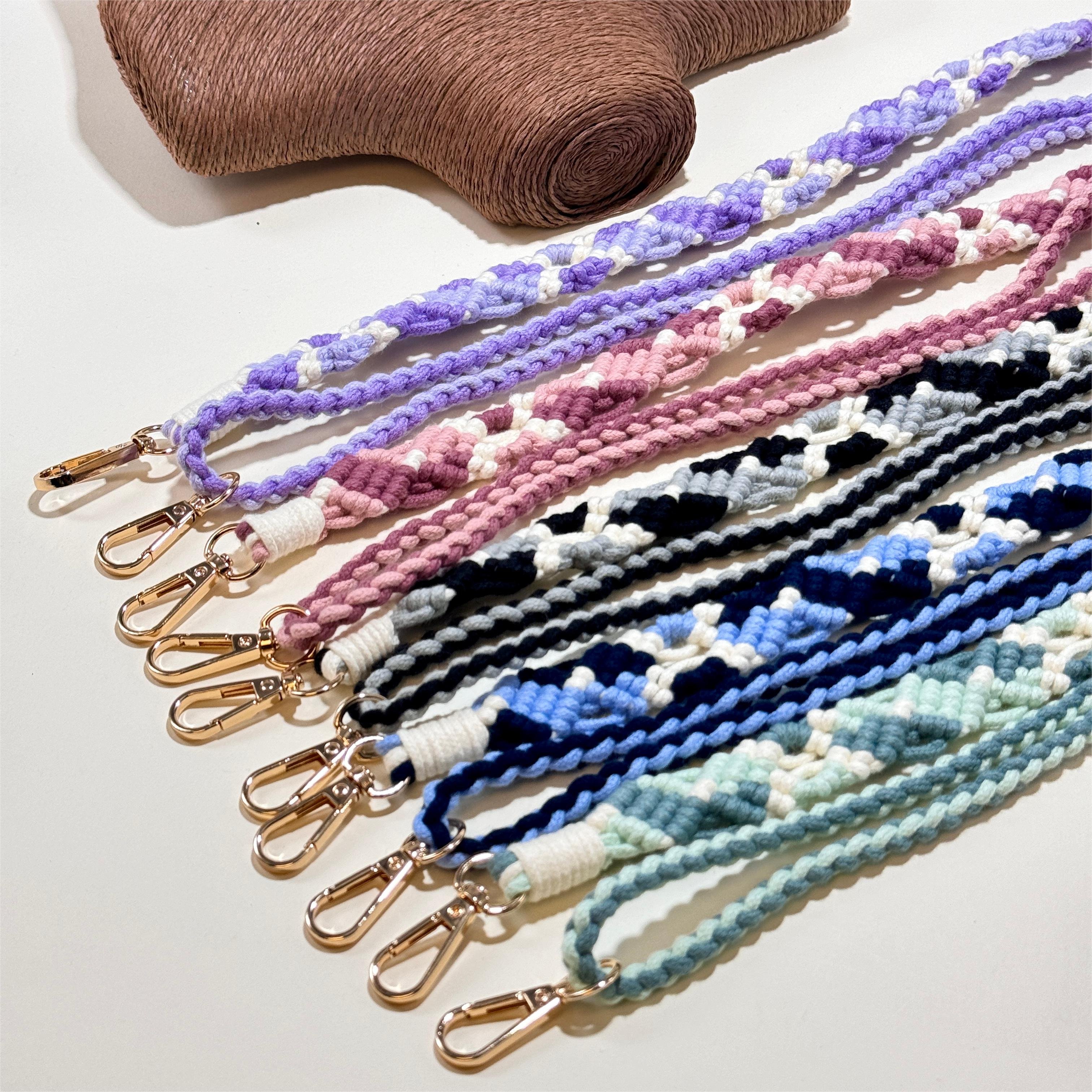 2024 Colorful adjustable length mobile phone lanyard braided splicing rhomboid diagonal span couple mobile phone chain
