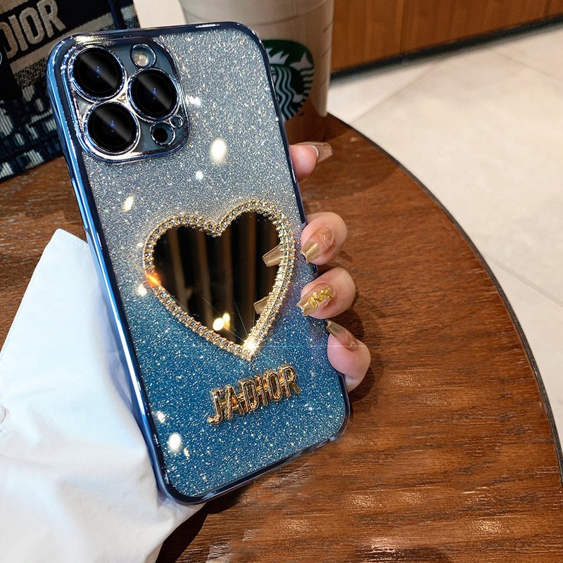 Glitter Love Mirror Luxury Gradient Custom Plating Woman Lady Phone Case Cover For Iphone 16 15 14 13 12 11 Pro Max Plus