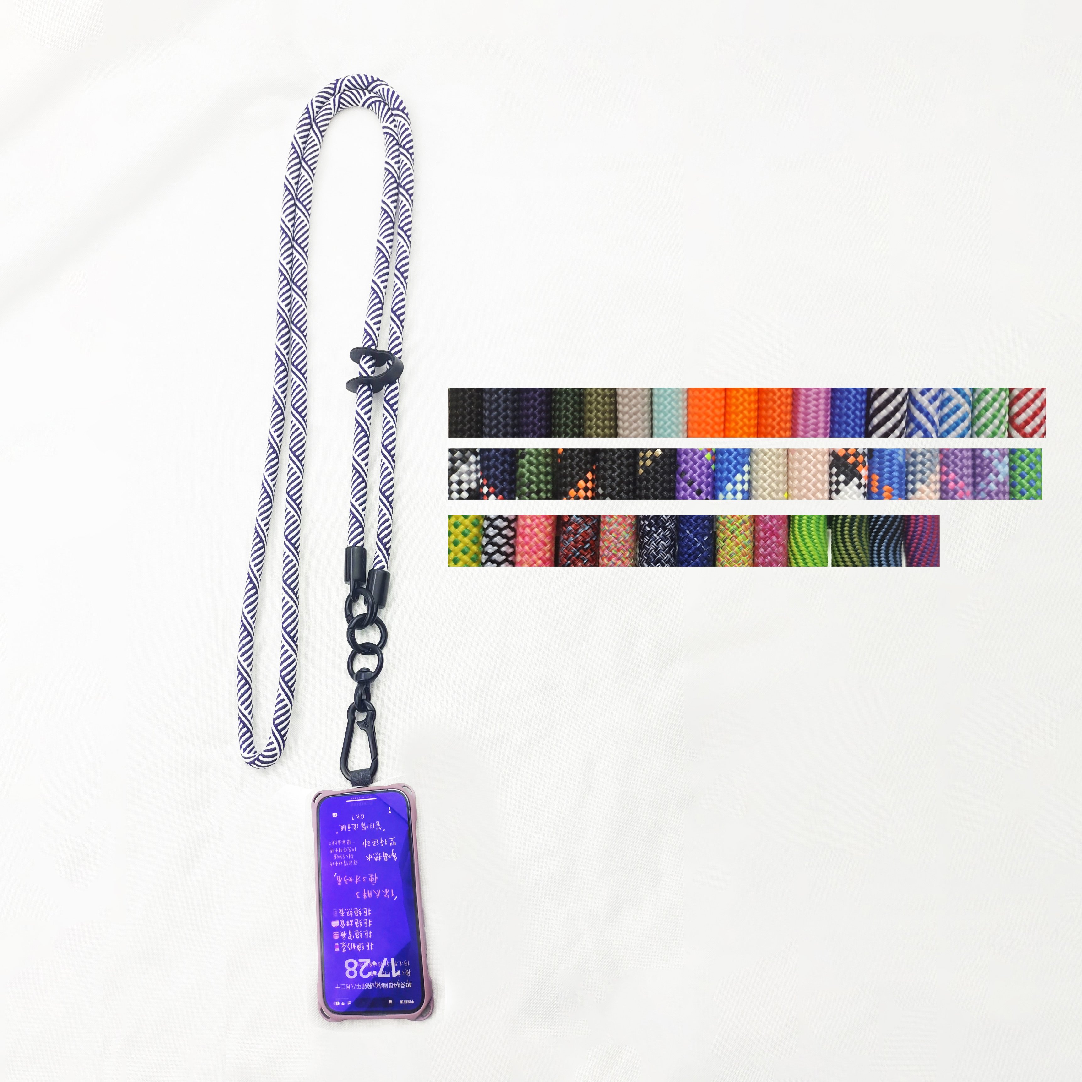 Mobile Phone Accessories Round Rope Detachable Lanyard Strap With Phone Patch Custom Nylon Crossbody Cell Phone Lanyard