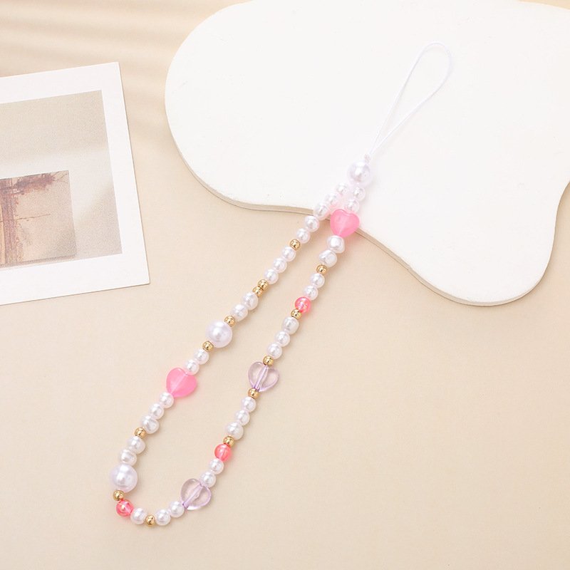 butterfly Pearl Lanyard Cord String Strap bag bottle camera Hanging Chains Universal Mobile Charm Hook Cell Phone Charms Beads