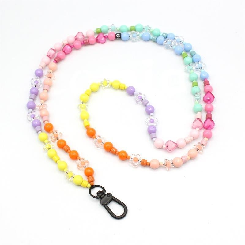 Ins Hot Crossbody Mobile Phone Chains for Cell Phone Beauty Woman Fashion Beaded Necklace Phone Lanyard Custom String
