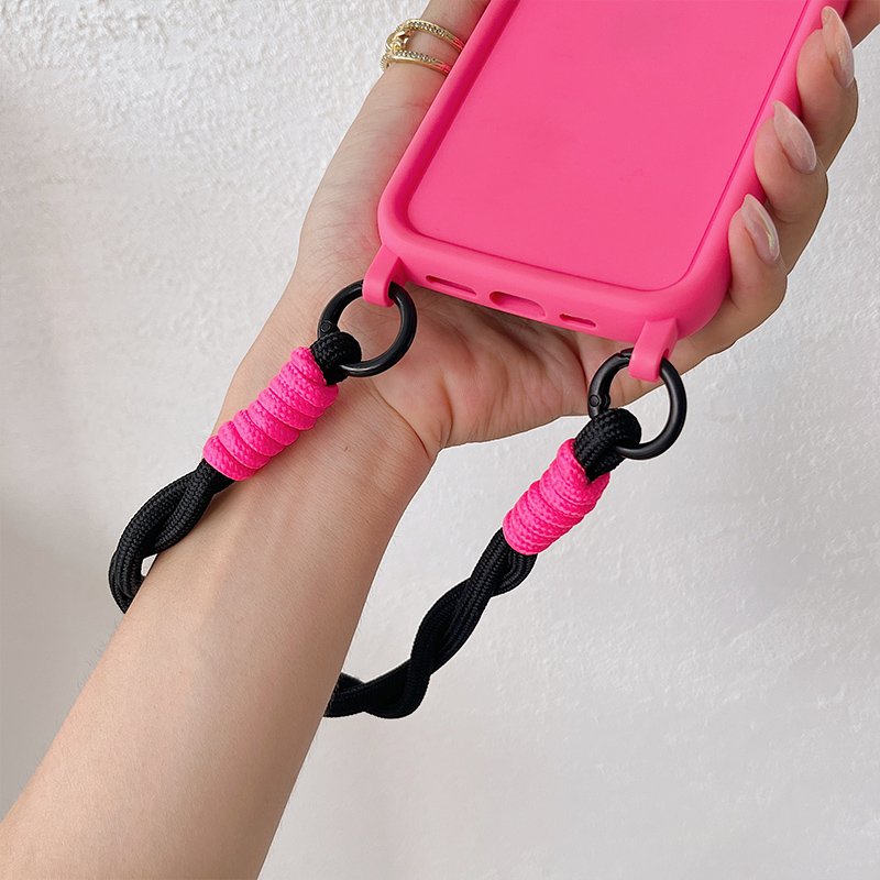 Newly Hand-Woven Nylon Cell Phone Lanyards Color Contrast Anti-Loss Mobile Phone Straps Charm Rope Phone Case Accessory