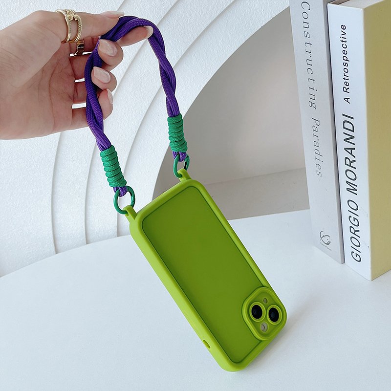 Newly Hand-Woven Nylon Cell Phone Lanyards Color Contrast Anti-Loss Mobile Phone Straps Charm Rope Phone Case Accessory