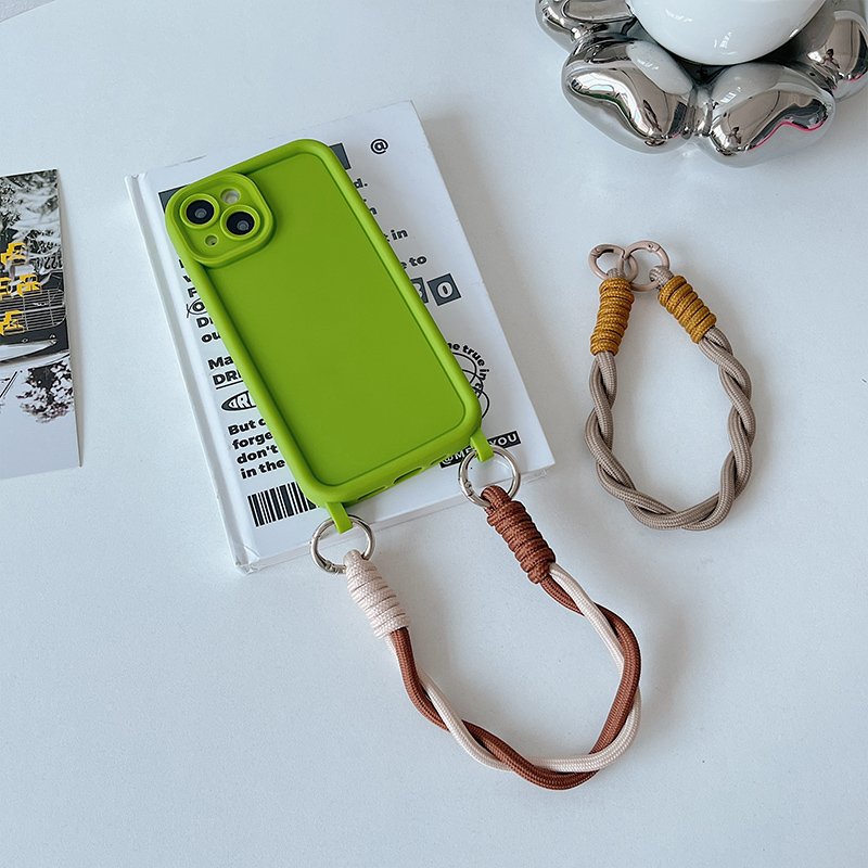 Newly Hand-Woven Nylon Cell Phone Lanyards Color Contrast Anti-Loss Mobile Phone Straps Charm Rope Phone Case Accessory