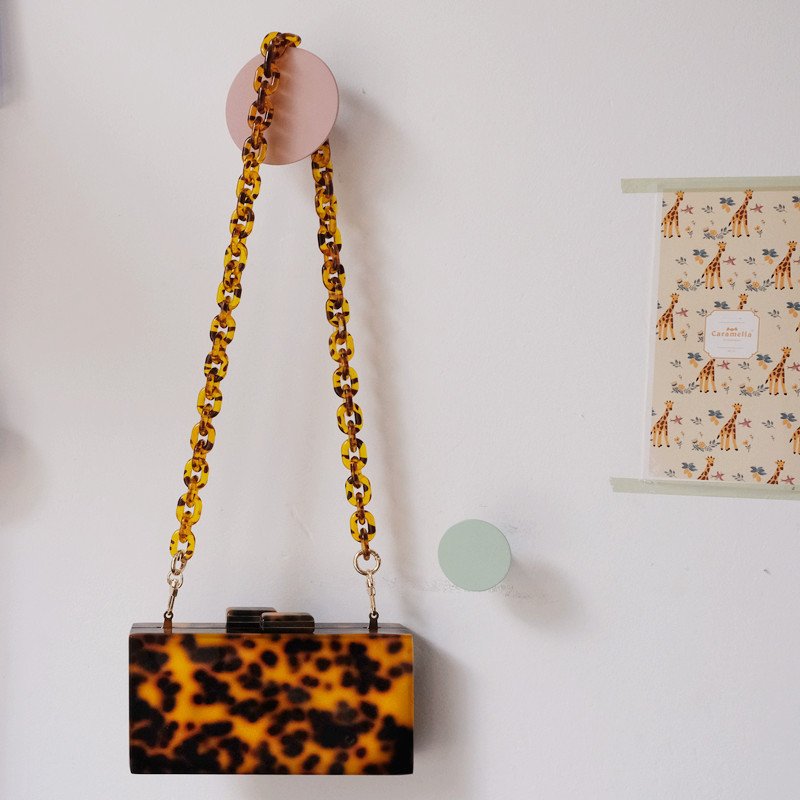 Hot Leopard Smart Phone Strap Handbag Bag Accessory Cross-Body Replacement Acrylic Metal Purse Strap Mobile Phone Necklace