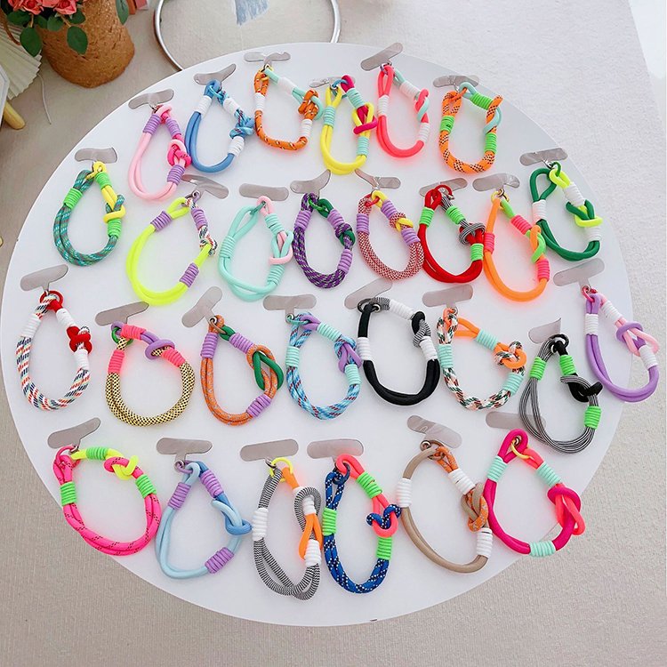 Universal Phone Case Wrist Strap Anti Lost Tether Tabs Colorful Hand Nylon Short Rope With TPU Patch for iPhone
