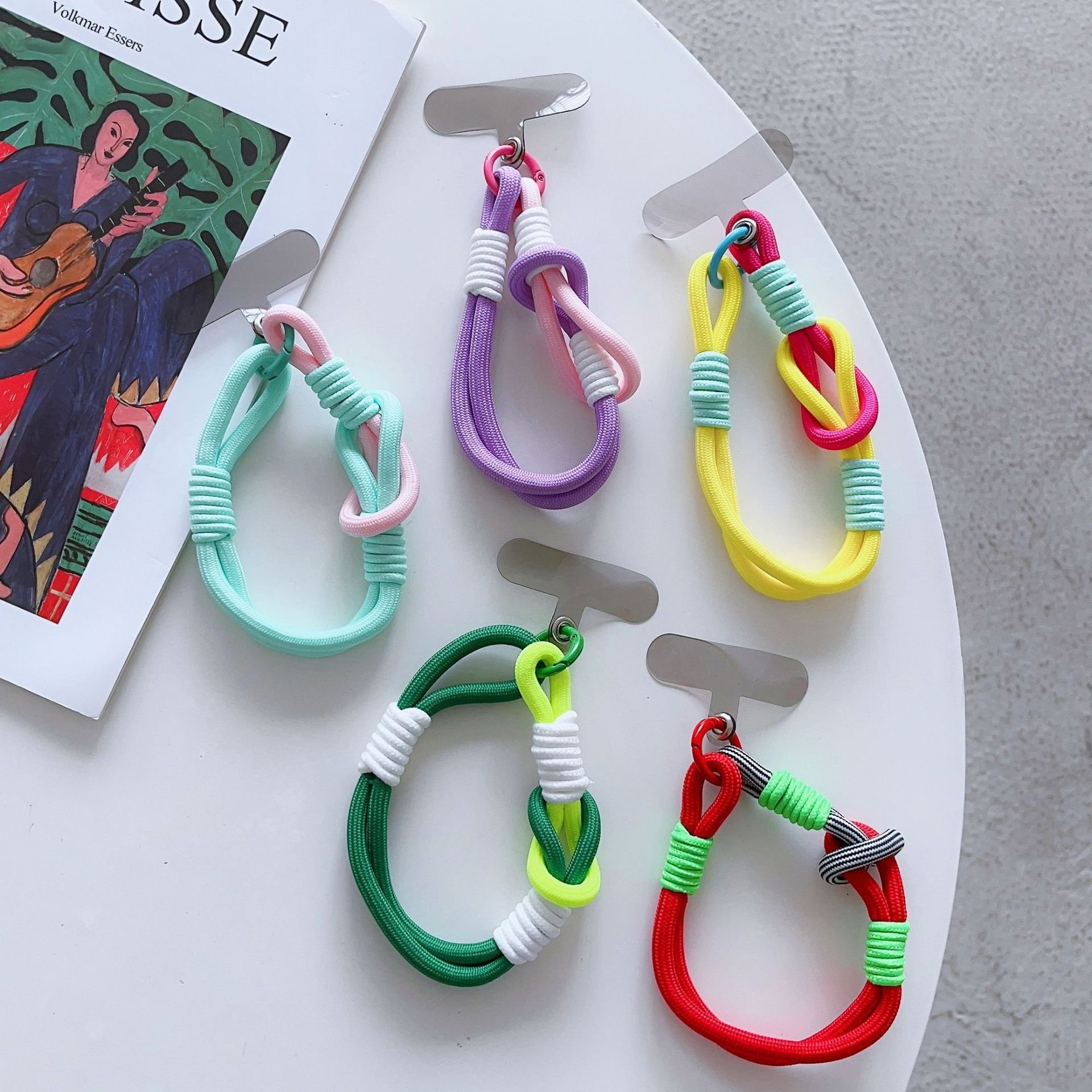 Universal Phone Case Wrist Strap Anti Lost Tether Tabs Colorful Hand Nylon Short Rope With TPU Patch for iPhone