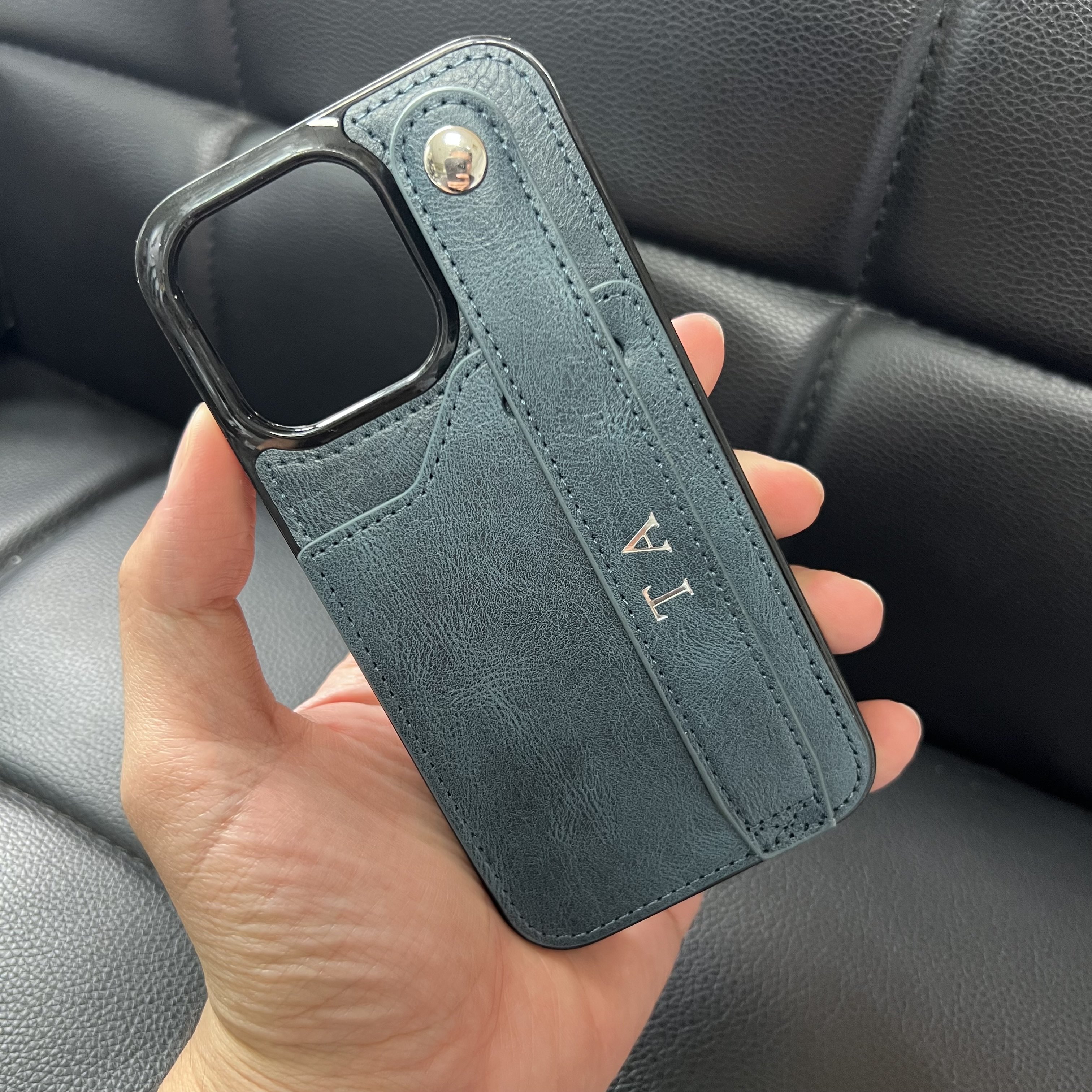 Custom Logo Leather Phone Case with Hand Strap Card Holder Wristbands Wallet Case for iPhone 7-16Pro max/15Plus/15Pro/16 Plus