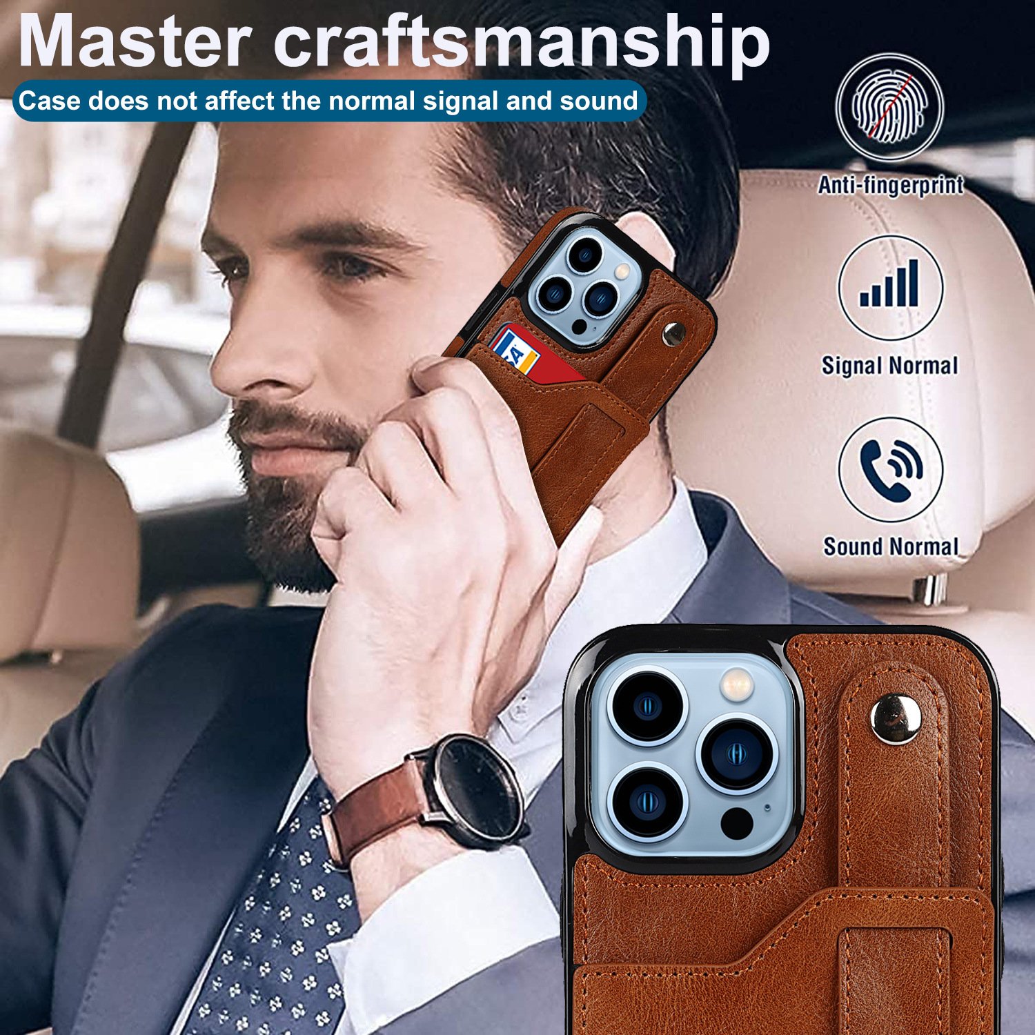Custom Logo Leather Phone Case with Hand Strap Card Holder Wristbands Wallet Case for iPhone 7-16Pro max/15Plus/15Pro/16 Plus