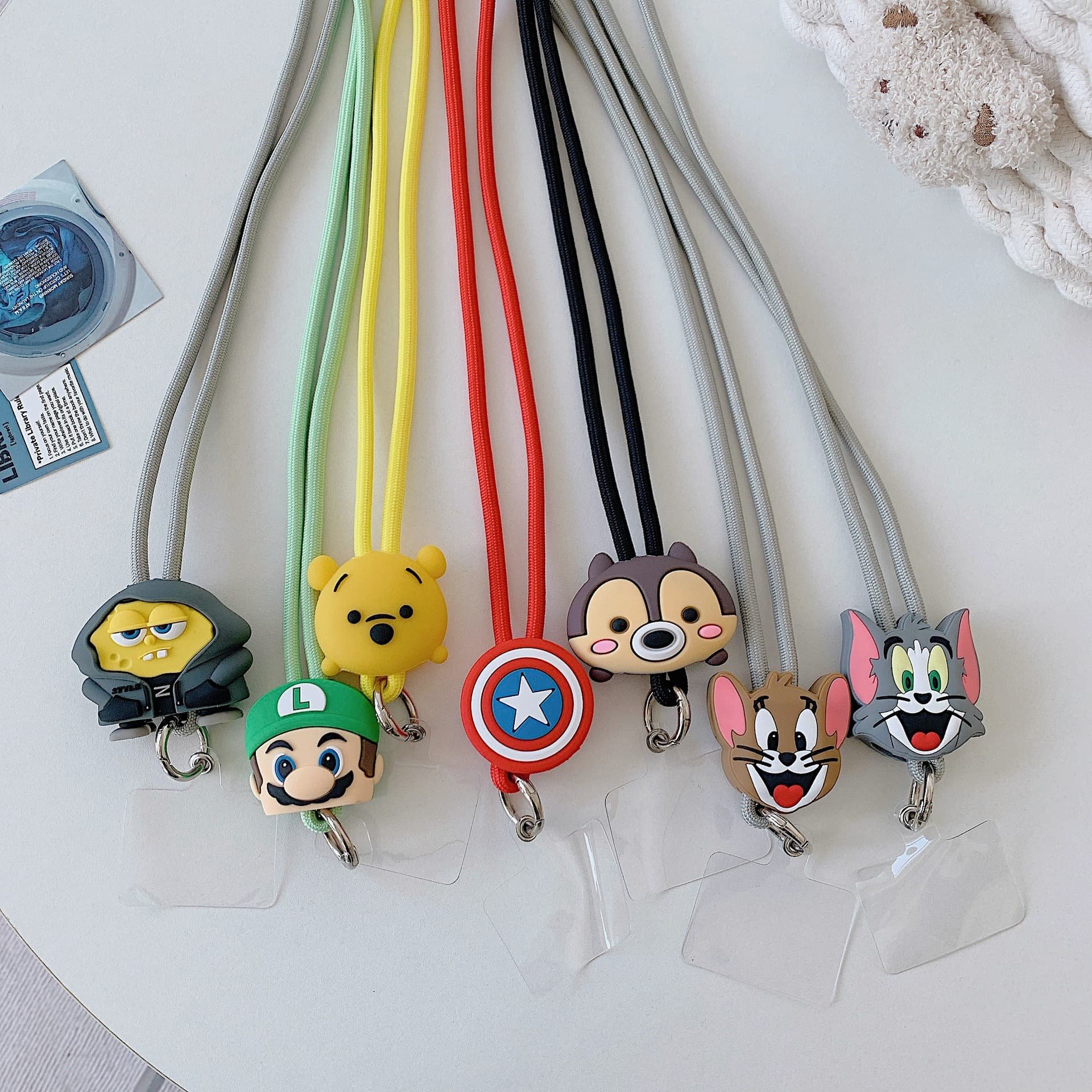Neck Strap Lanyard 3D Cute Cartoon Keychain Cell Mobile Phone Case Accessories Universal Anime Necklace Patch Tab Lasso Tether