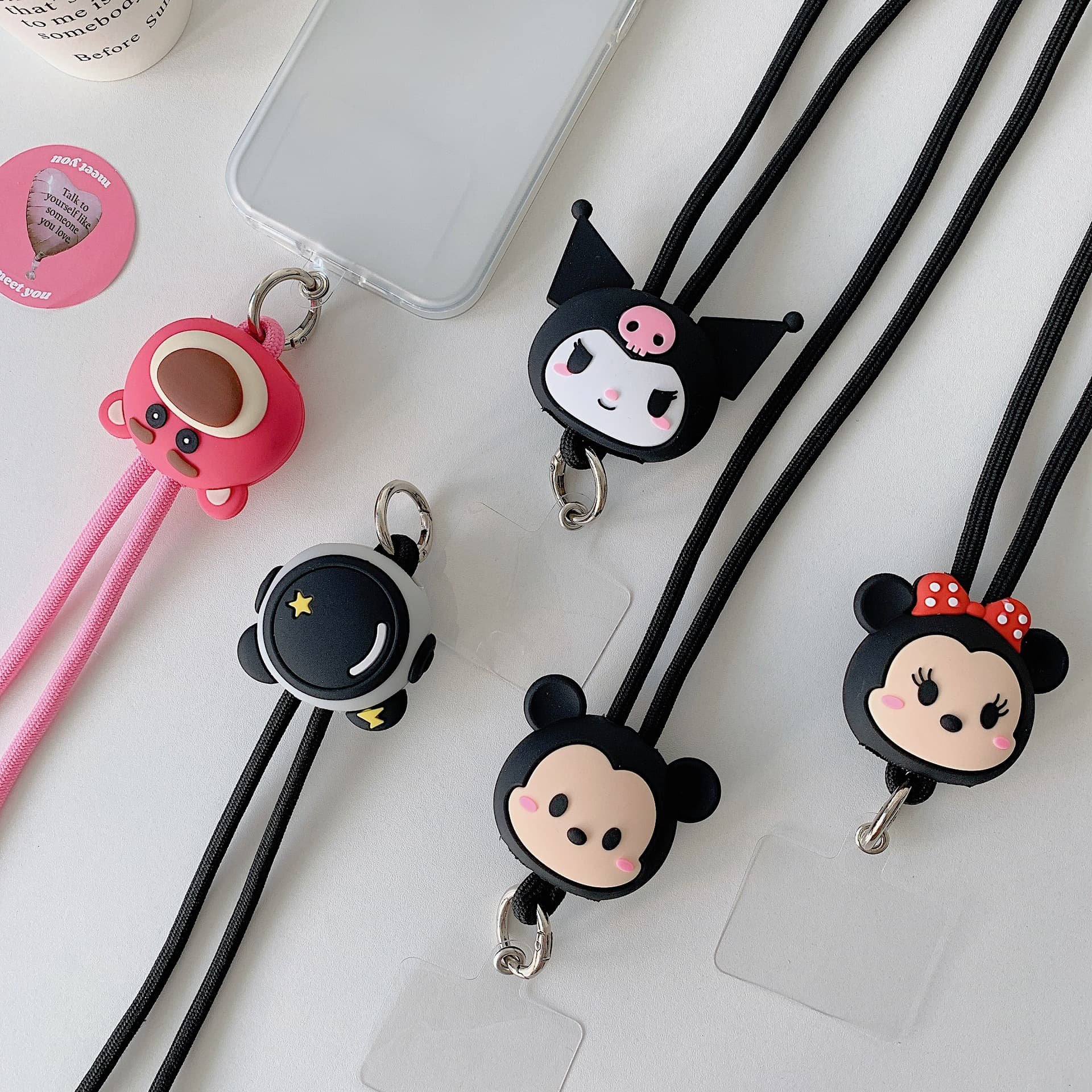 Neck Strap Lanyard 3D Cute Cartoon Keychain Cell Mobile Phone Case Accessories Universal Anime Necklace Patch Tab Lasso Tether