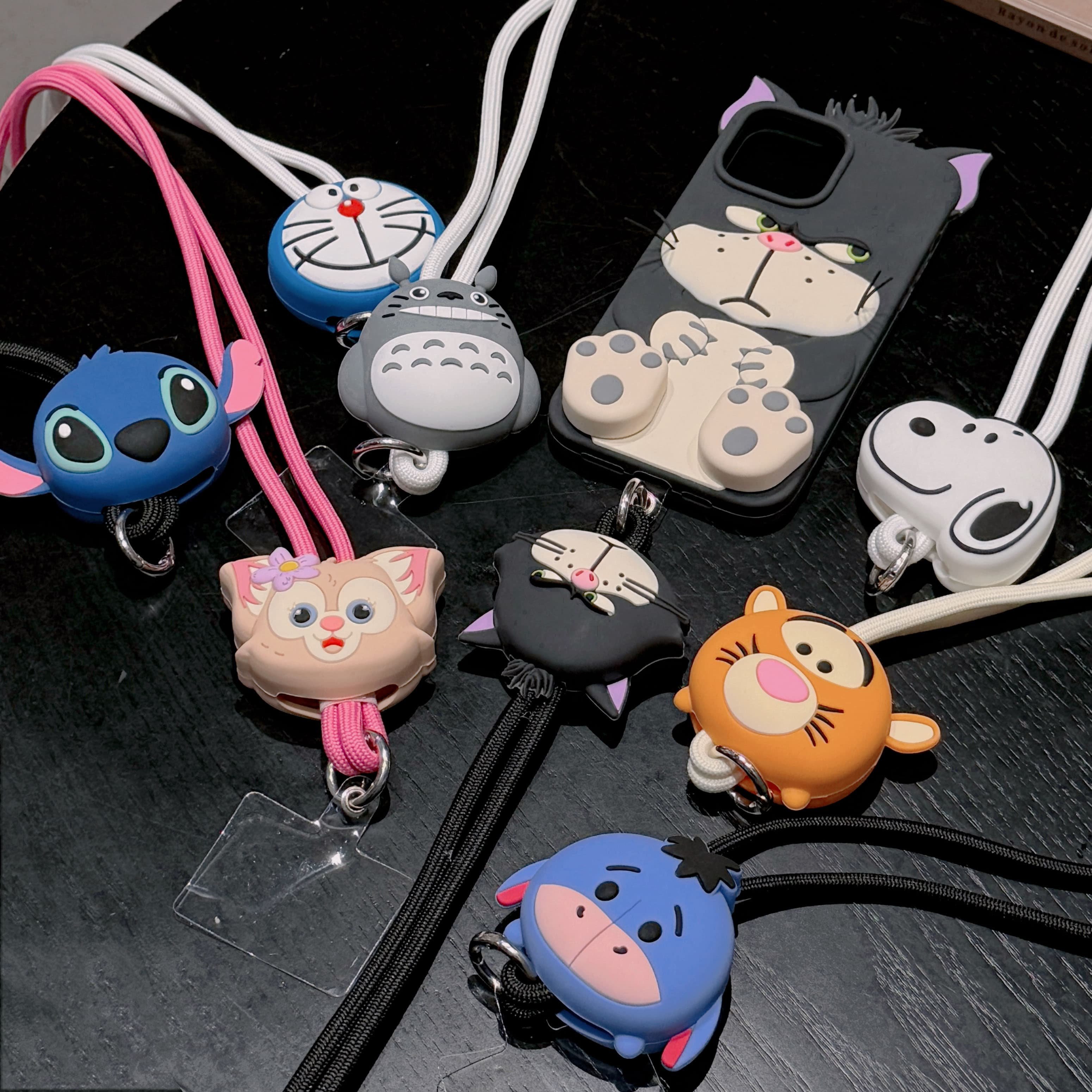 Neck Strap Lanyard 3D Cute Cartoon Keychain Cell Mobile Phone Case Accessories Universal Anime Necklace Patch Tab Lasso Tether