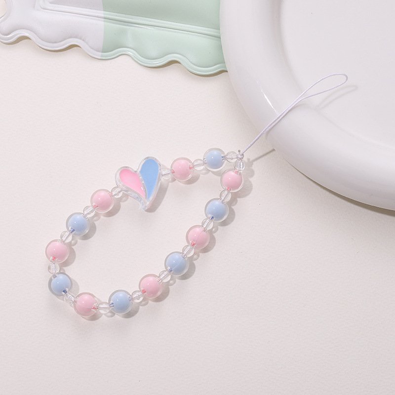 Customized Heart Waist Chain Key Chains Accessories Lanyard Cord String Strap Universal Mobile Charm Hook Cell Phone Charms Bead