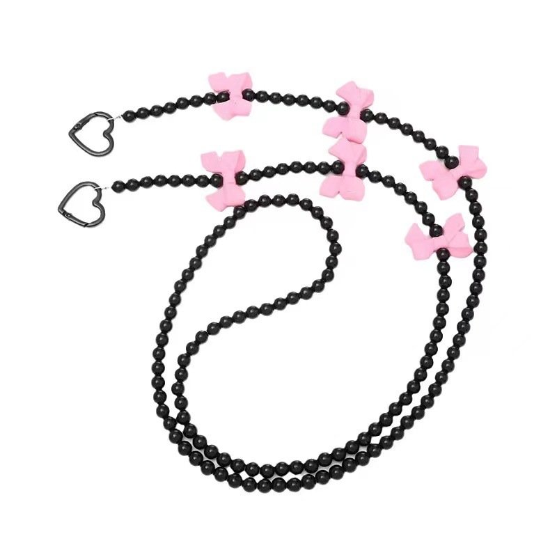 Pearl Acrylic Mobile Phone Straps Colourful Crystal Chain Cute Phone Charm Universal Beaded Phone Lanyard Wrist Strap