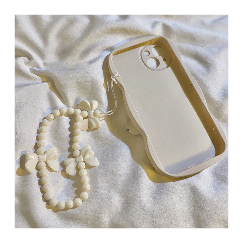 Fashion Women Girls Cute Bowknot Acrylic Beaded Mobile Charms Chain Phone Lanyard Anti Loss Wrist Strap Jewelry Accessories