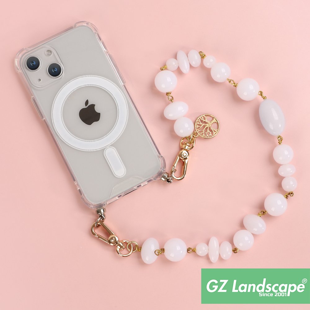Universal purple crystal white jade hand short keychain custom sweet face pendent charm phone beads strap