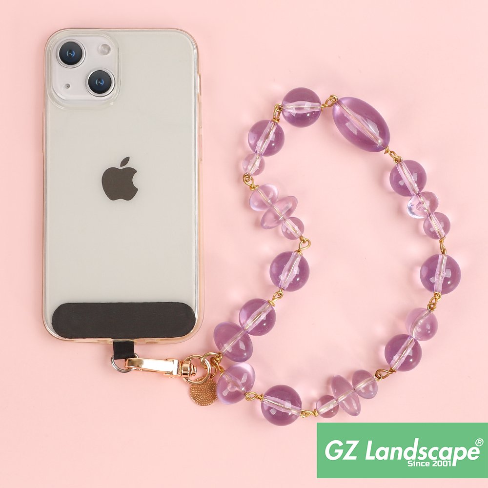 Universal purple crystal white jade hand short keychain custom sweet face pendent charm phone beads strap