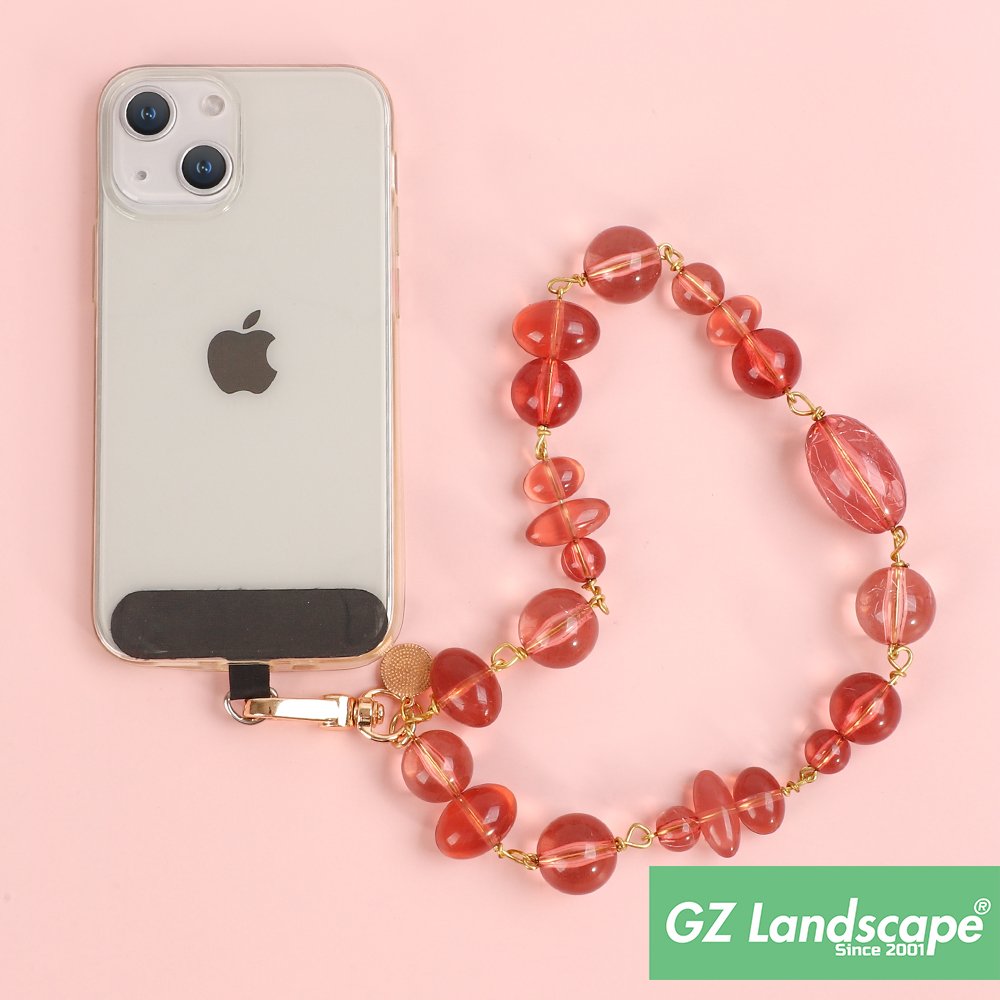 Universal purple crystal white jade hand short keychain custom sweet face pendent charm phone beads strap