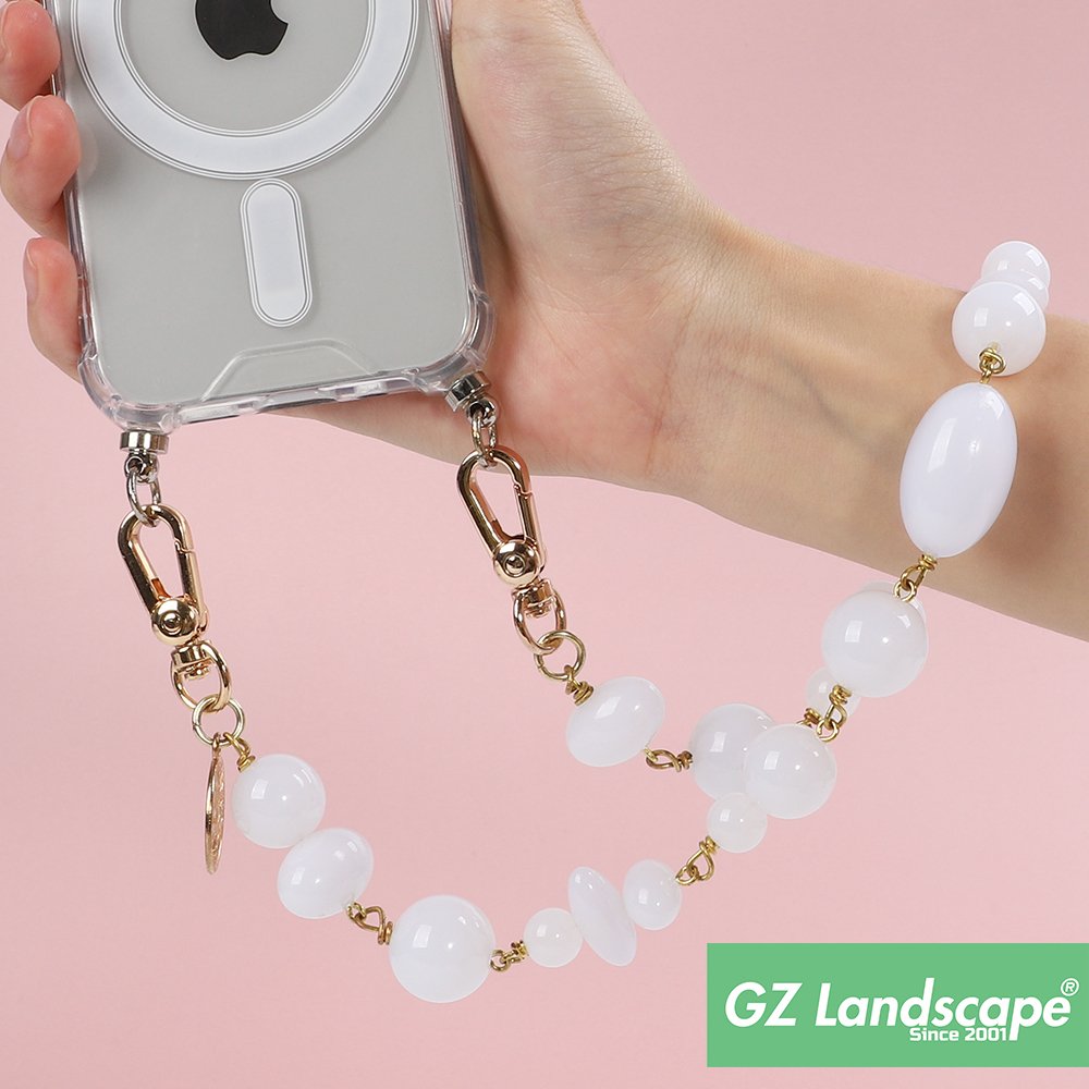 Universal purple crystal white jade hand short keychain custom sweet face pendent charm phone beads strap