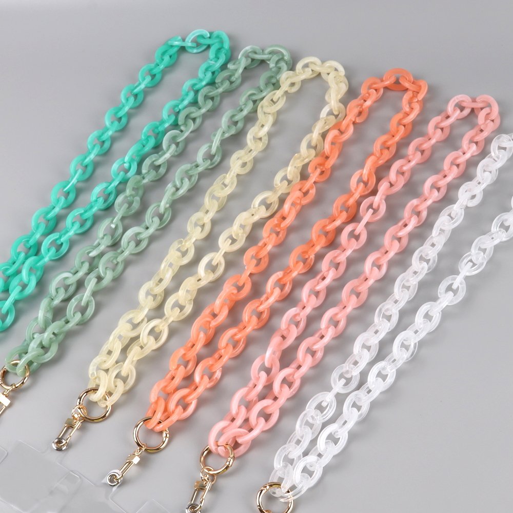 Hot New Summer Mobile Phone Anti-loss Chain Acrylic 80cm Long Neck Phone Chain Amber Custom Temperament Retro Leopard Women FS
