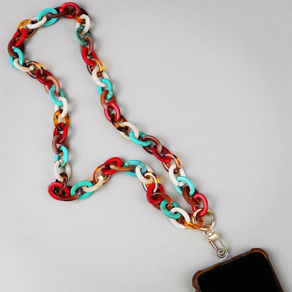 Hot New Summer Mobile Phone Anti-loss Chain Acrylic 80cm Long Neck Phone Chain Amber Custom Temperament Retro Leopard Women FS