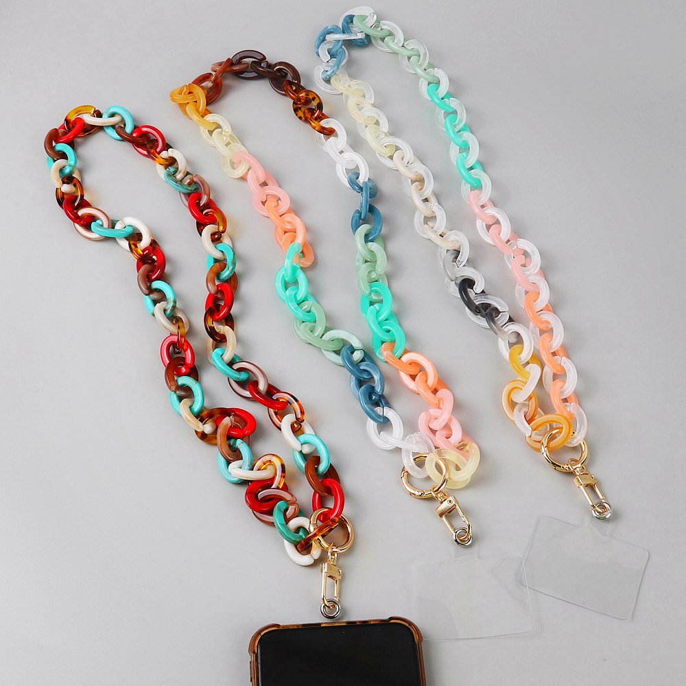 Hot New Summer Mobile Phone Anti-loss Chain Acrylic 80cm Long Neck Phone Chain Amber Custom Temperament Retro Leopard Women FS