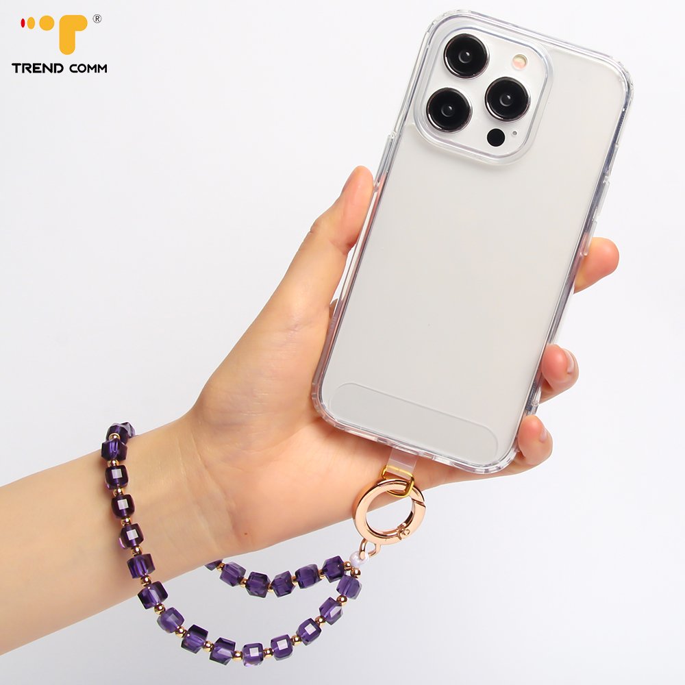 Colorful Crystal Beads Chain Phone Strap Bracelet Hand Free Anti-Lost Wrist Mobile Phone Charm
