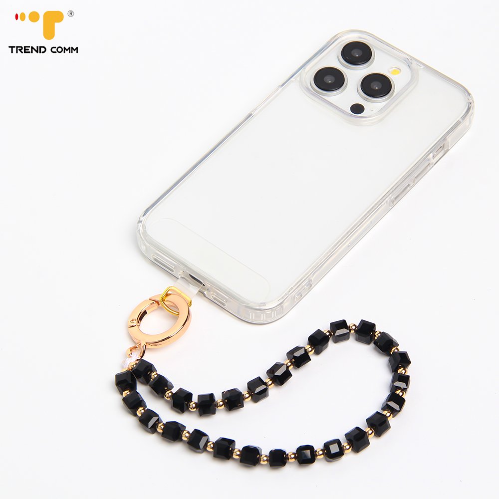 Colorful Crystal Beads Chain Phone Strap Bracelet Hand Free Anti-Lost Wrist Mobile Phone Charm