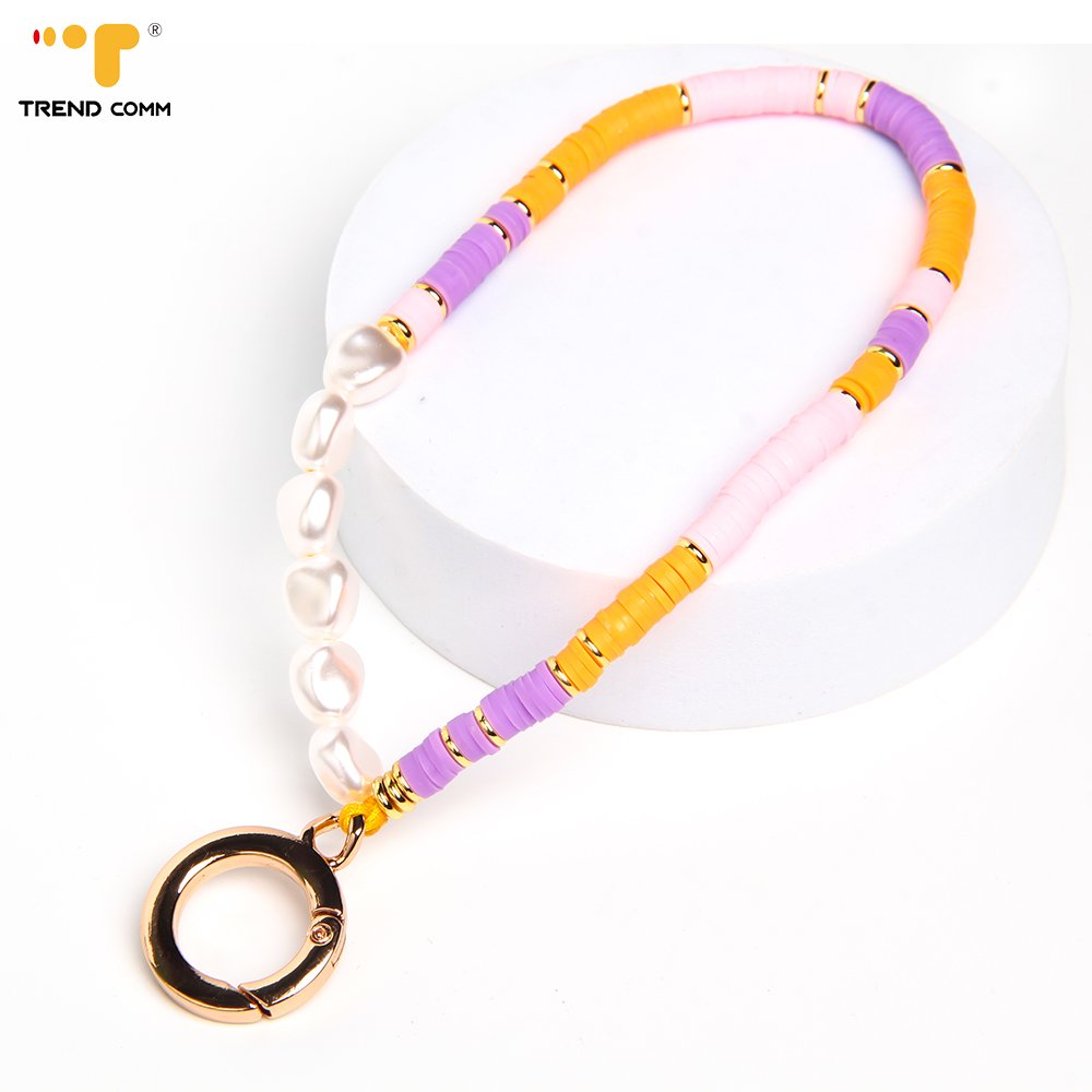 Rose Shell Bead Mobile Phone Lanyard with New Styles Purple and Gold Connect Card Pendant