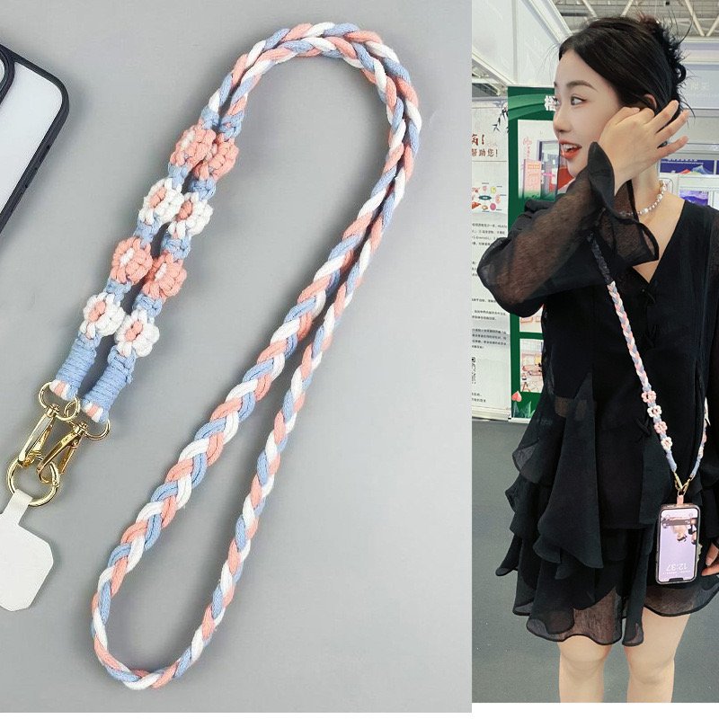 Japanese daisy mobile mobile phone Lanyard Side Back mobile phone Chain Fashion Telephone Lanyard Pure Hand-woven Rope
