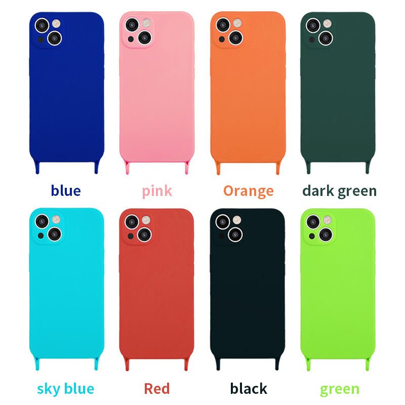 Necklace Crossbody Lanyard Rope Case Liquid TPU Phone Case Neck Strap Cord Cover For iPhone 14 Pro max