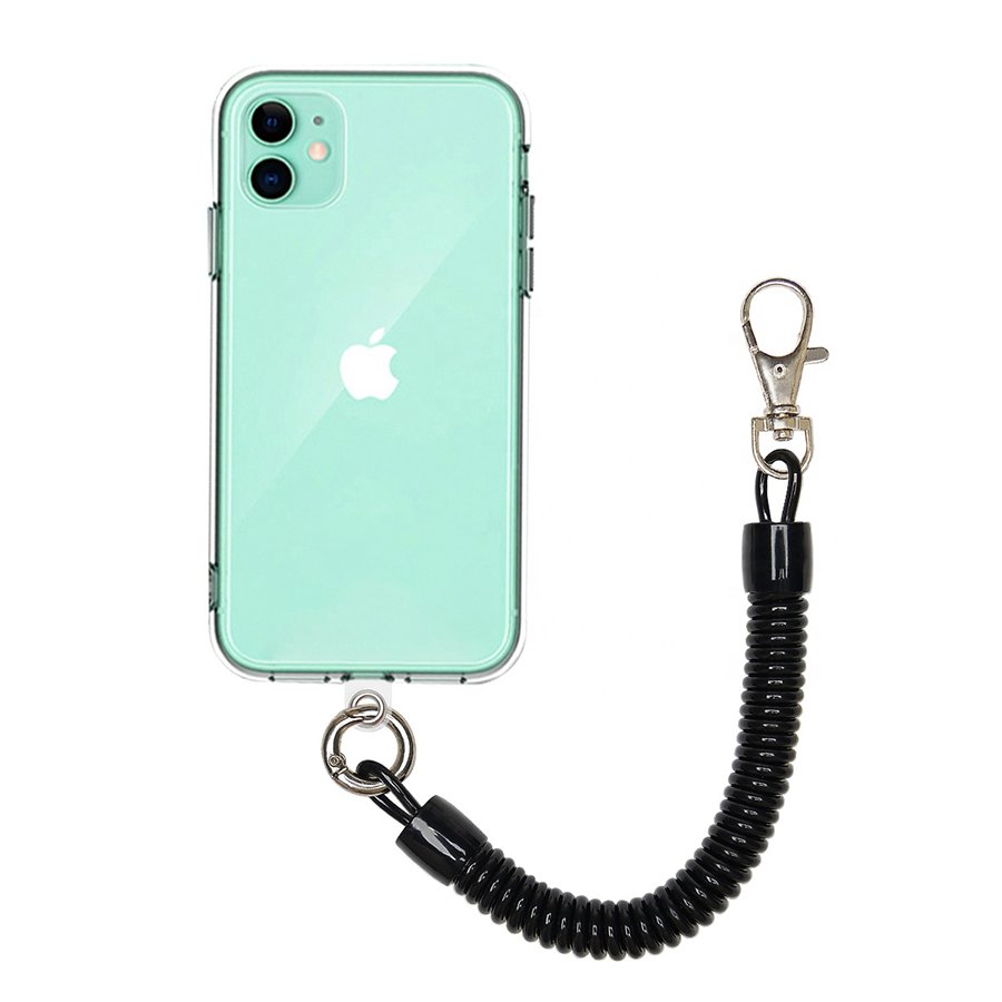 Wholesale Telephone Wire Key Ring hanging lobster clasp Keychain Elastic Loop Spring Lanyard Tether mobile phone straps