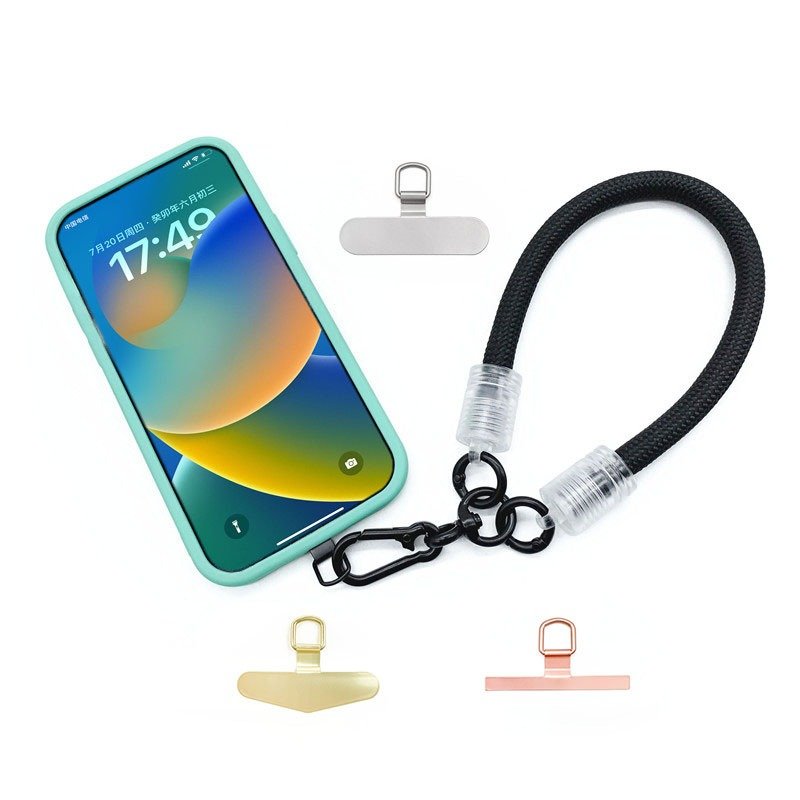 Thin Metal Patch For Mobile Phone Lanyard Gasket Back Card Silver Gold Black Rose Gold Stainless Steel Adaptor For Phone Strap