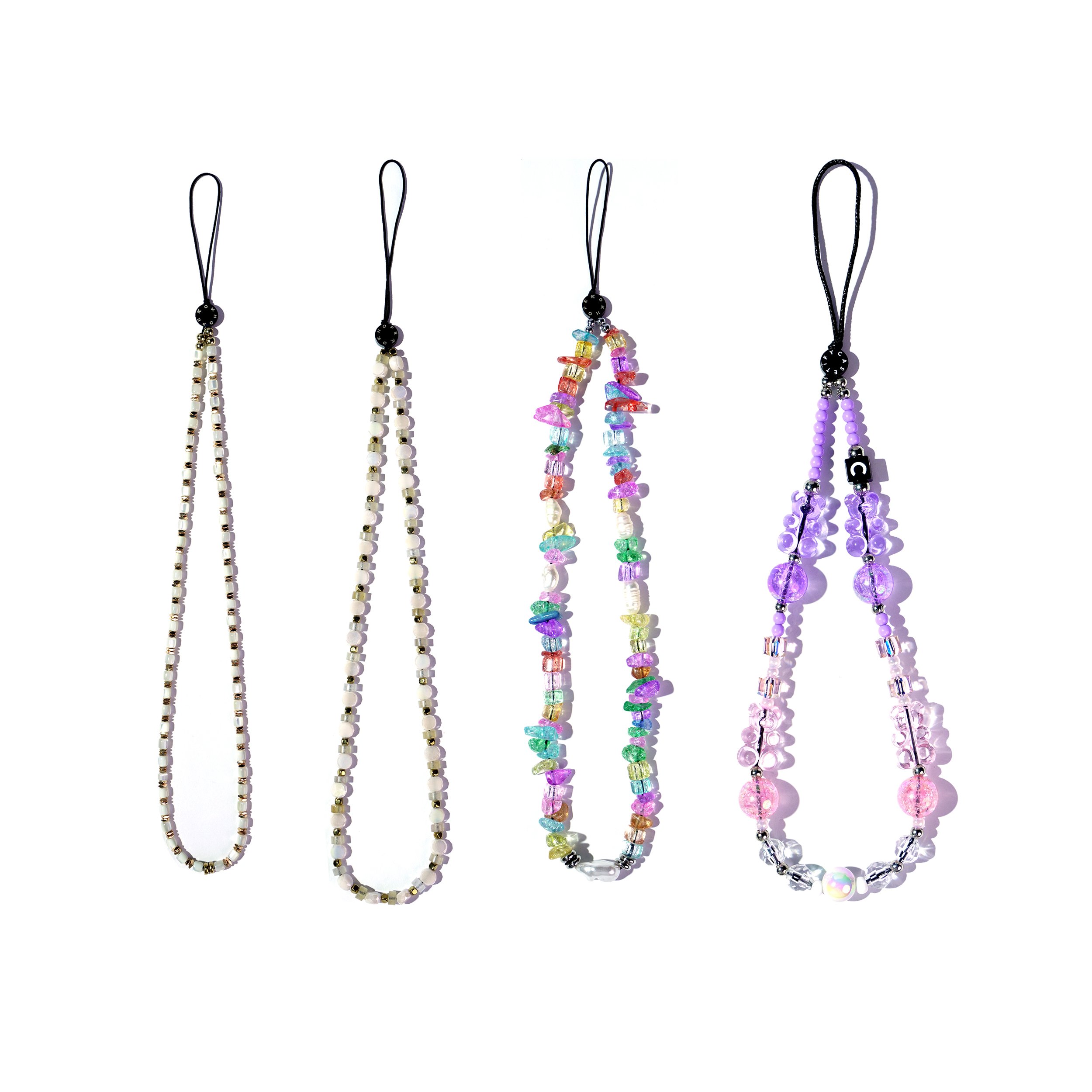 Fashion Acrylic Resin Crystal Bead Phone Lanyard Strap Summer Cute Gummy Bear Beaded Mobile Phone Chain