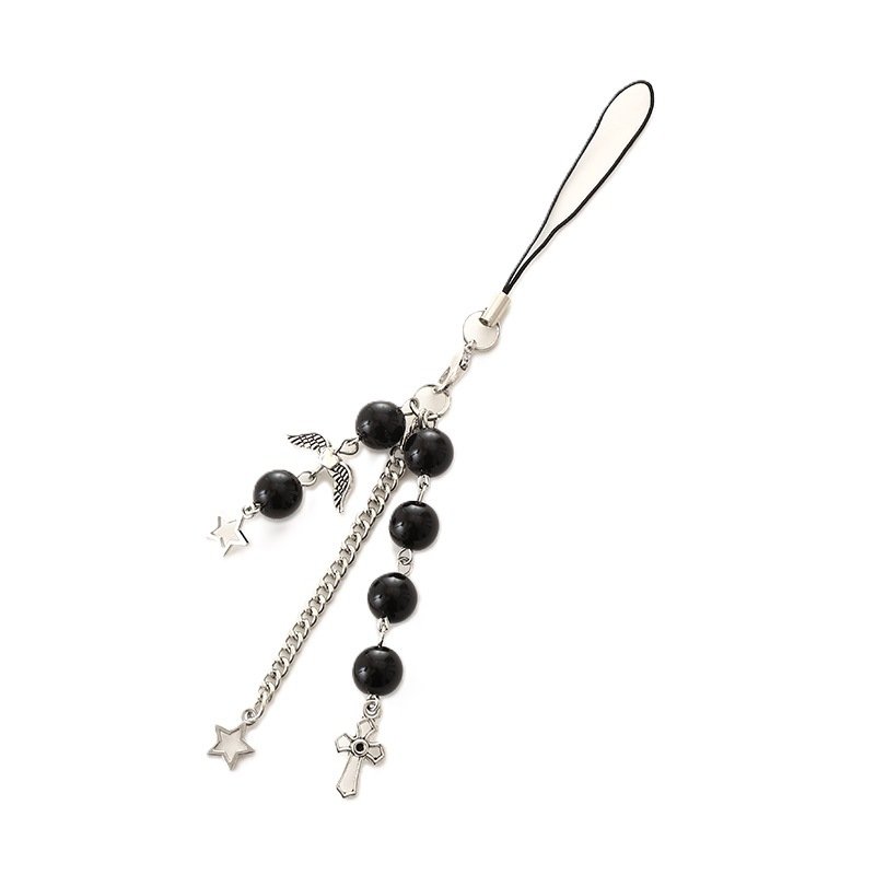 Lilangda Gothic Pentagonal Star Cross Keychain Pendant Y2K letter Mobile Phone Chain Lanyard Phone Strap Accessory For Keys
