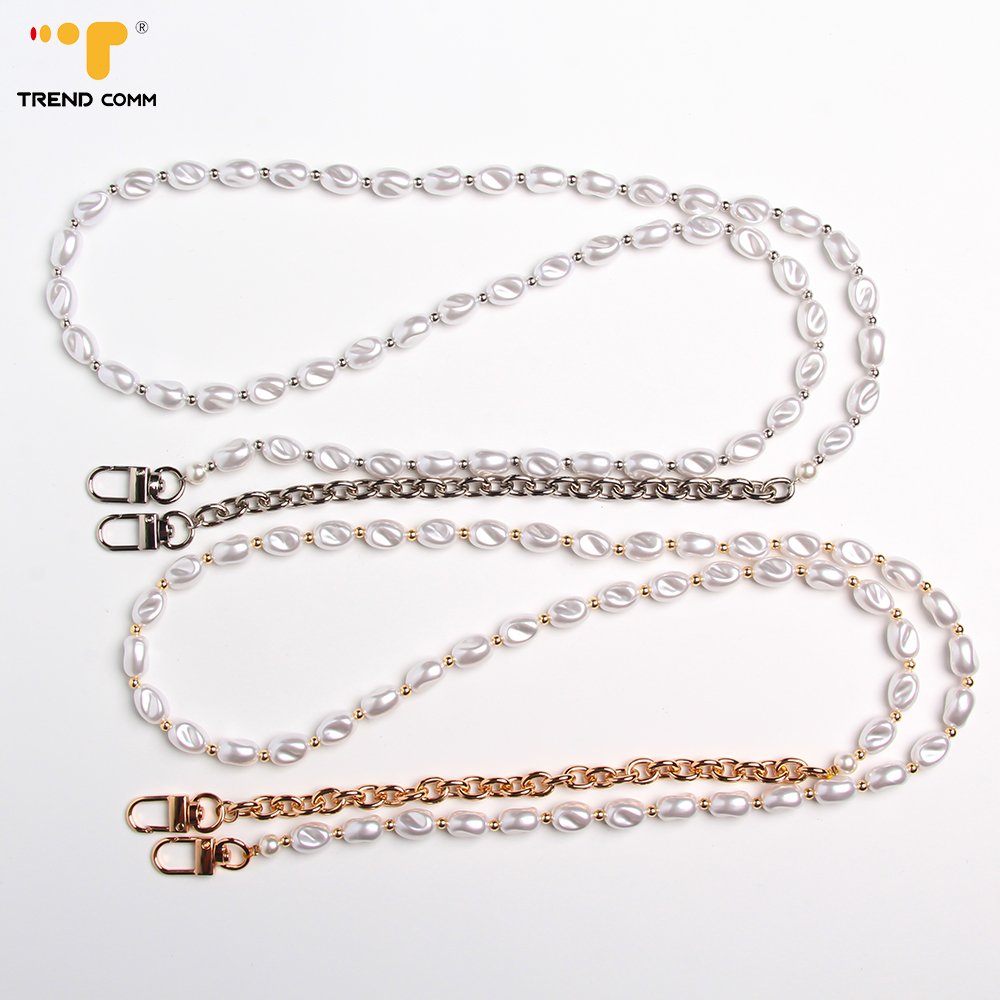 Luxury DIY Heavy Duty Metal Mobile Phone Strap Quality Bead Pearl Chain Lanyard Crossbody Device Drop Prevention DIY Jewelry Bag
