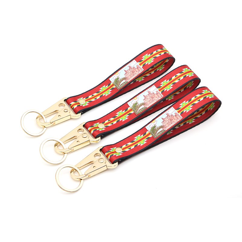 High Quality Custom Logo PVC Rubber Label Patch Nylon Wrist Lanyards with Eagle Beak Carabiner