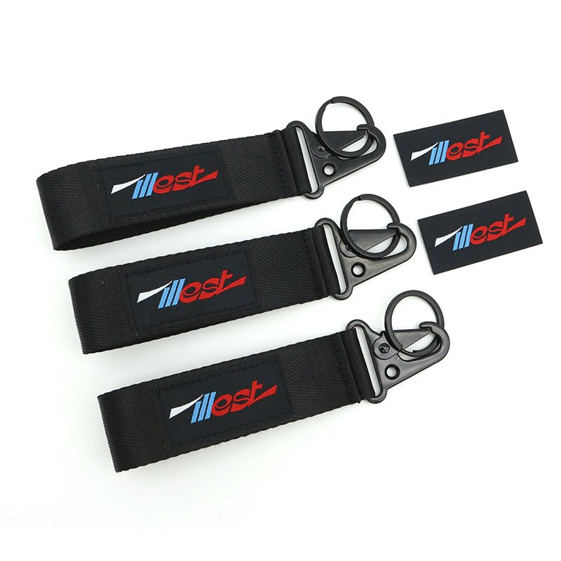 High Quality Custom Logo PVC Rubber Label Patch Nylon Wrist Lanyards with Eagle Beak Carabiner