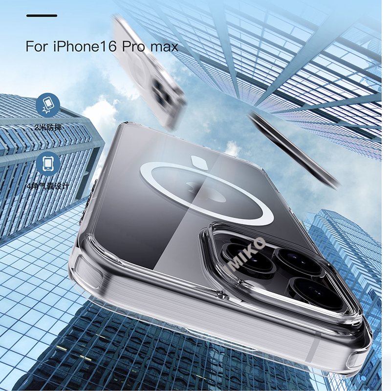 Premium Anti Yellow Bayer case for iPhone 16 15 14 13 Pro max case transparent covers with Magnetic