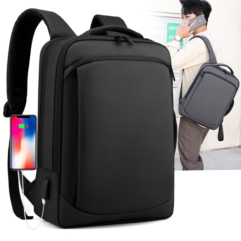 2024 New high quality computer backpacks Anti-theft USB charging men briefcase notebook bags business PU laptop backpack