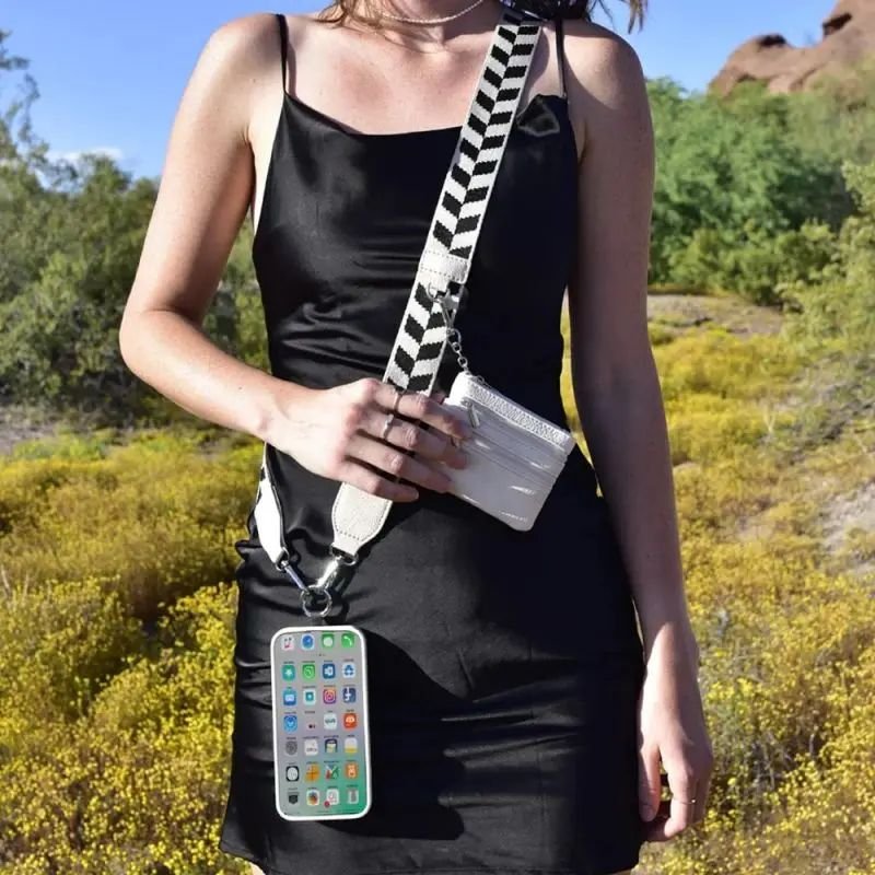 Phone Strap With Zippered Pouch Lanyard Detachable Cross Strap For Mobile Phone Adjustable Perforation-Free Simple Phone