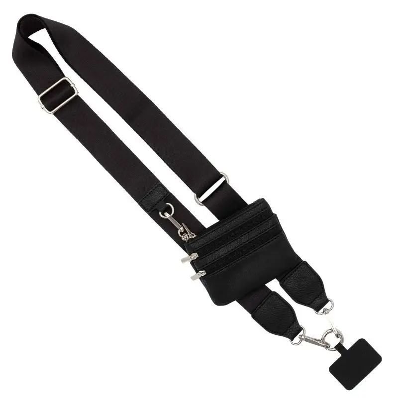 Phone Strap With Zippered Pouch Lanyard Detachable Cross Strap For Mobile Phone Adjustable Perforation-Free Simple Phone