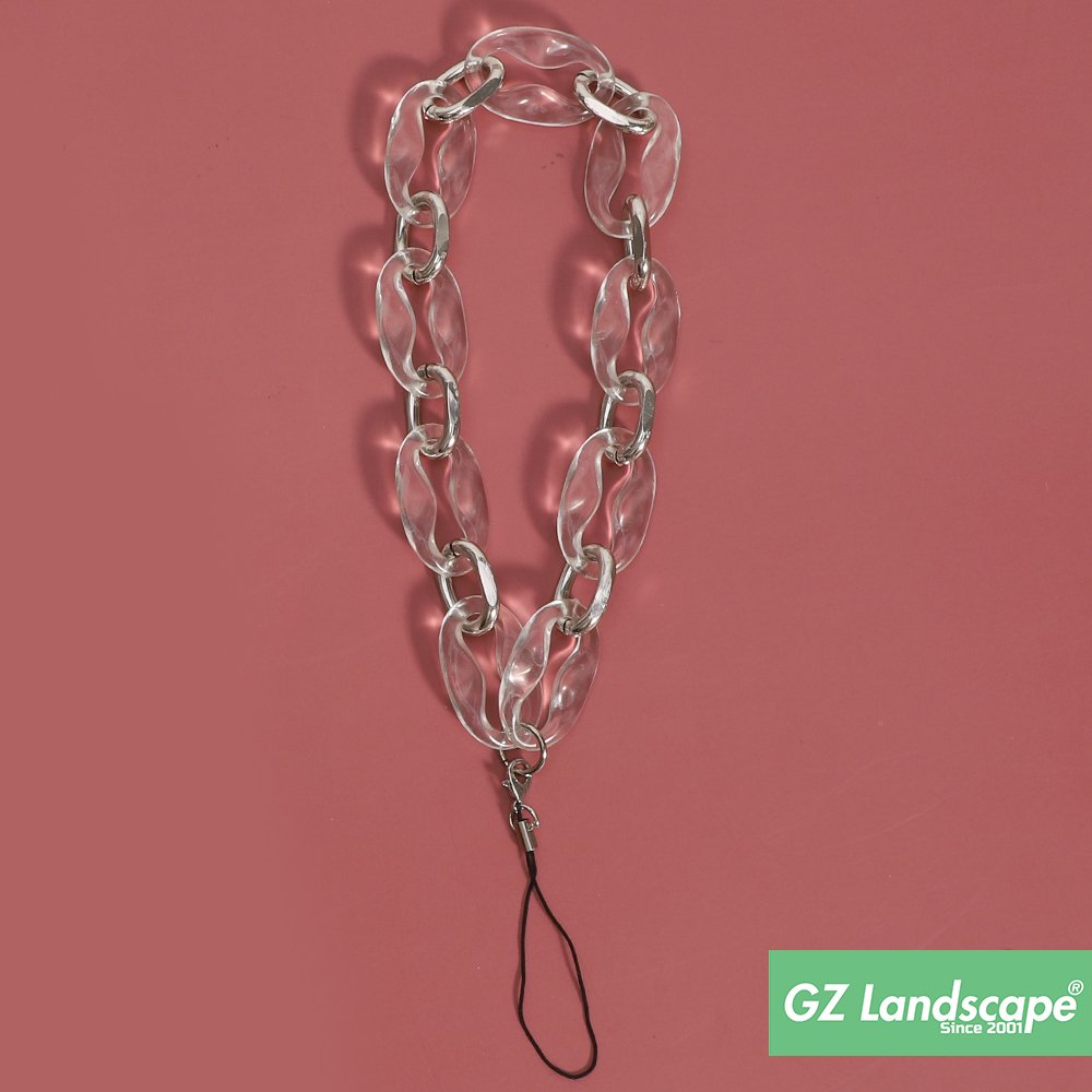 Fashion transparent black and gold link chain cell phone strap string custom mobile phone charm for phone case decoration